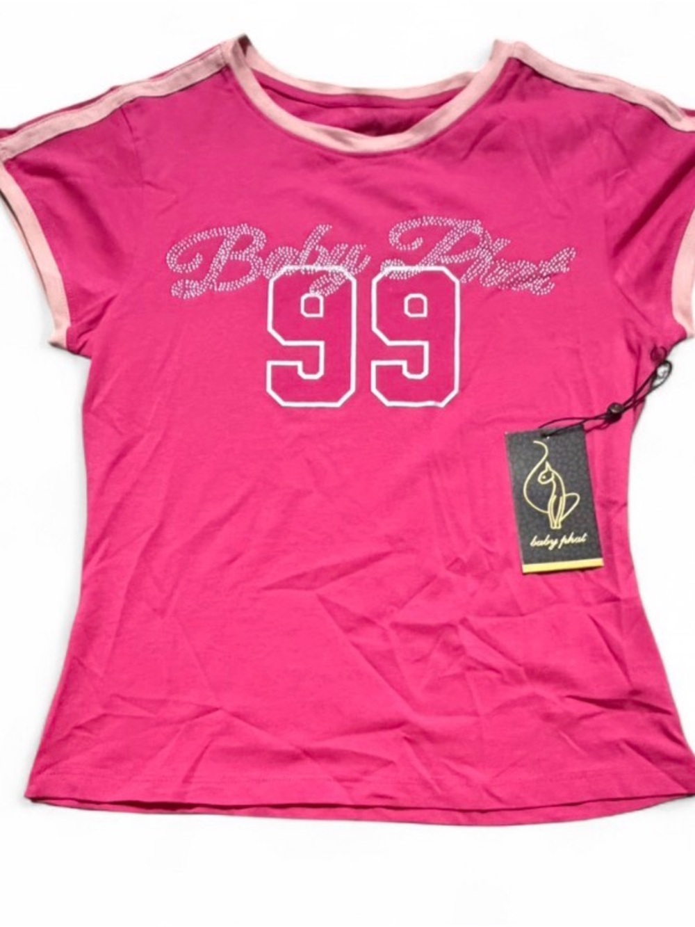 NWT Y2K Baby Phat Pink 99 Mcbling Rhinestone Baby Tee